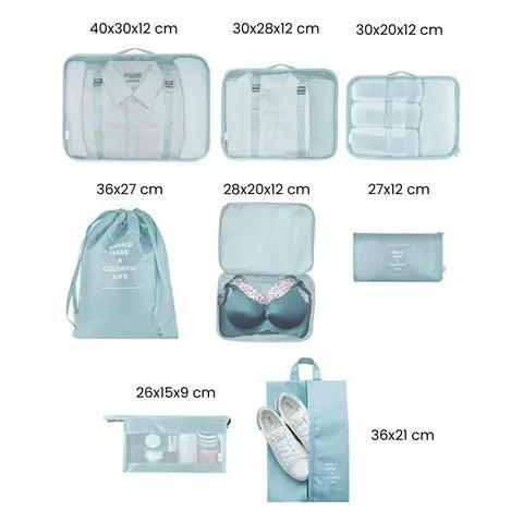 KIT 8 Bolsas Organizadoras á Prova D'água Para Viagem