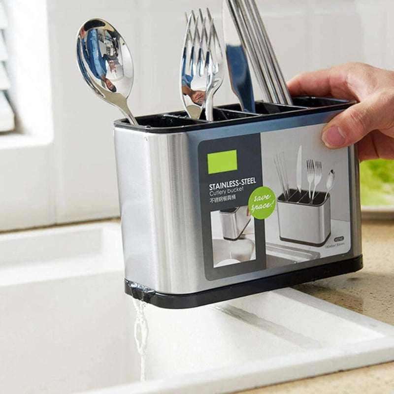 Porta Talher de Aço Inox Para Pia