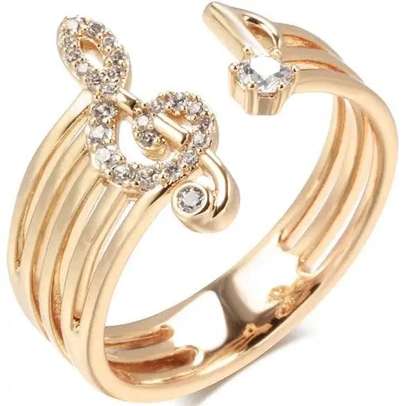 Anel Clave de Sol feminino dourado